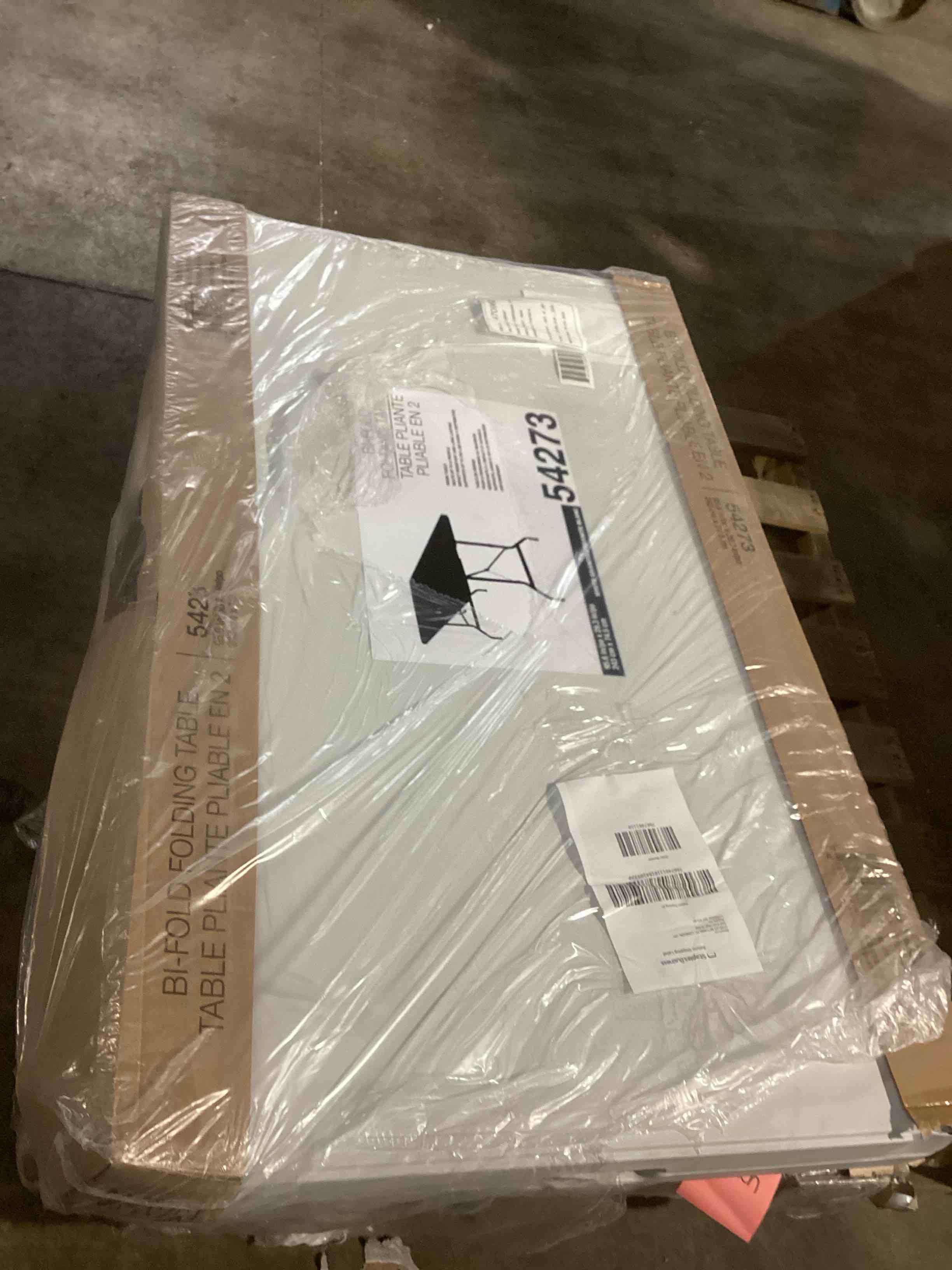 Condition photo showing Good Condition for Staples Folding Table, 96"L x 30"W, Platinum (79158)