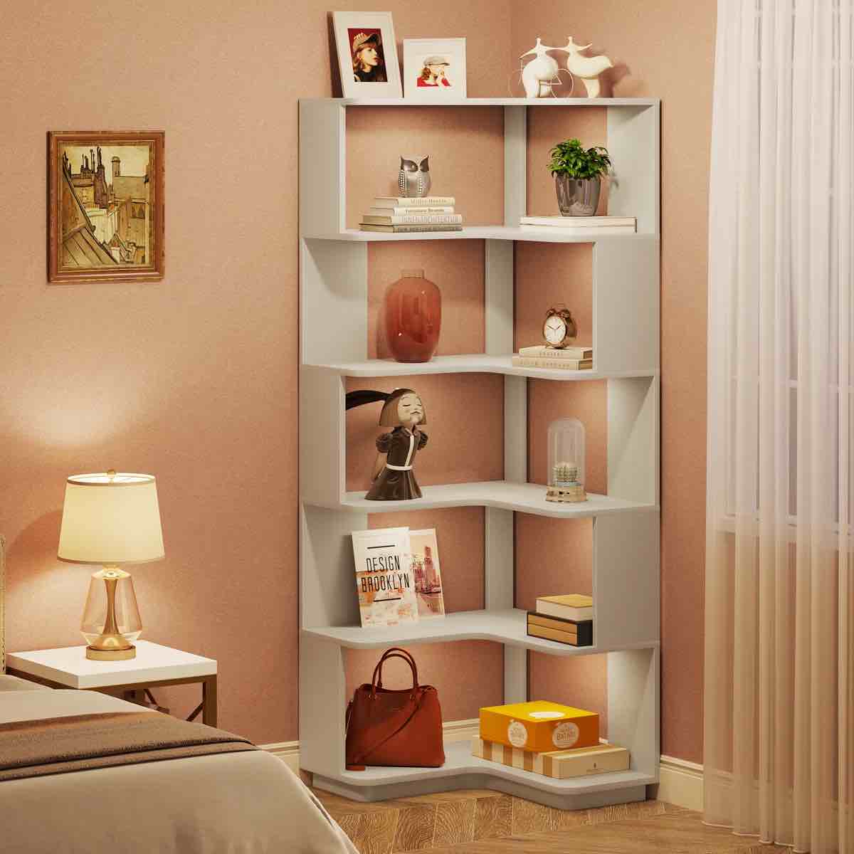 Nyajiah Bookcase, Silver Grey