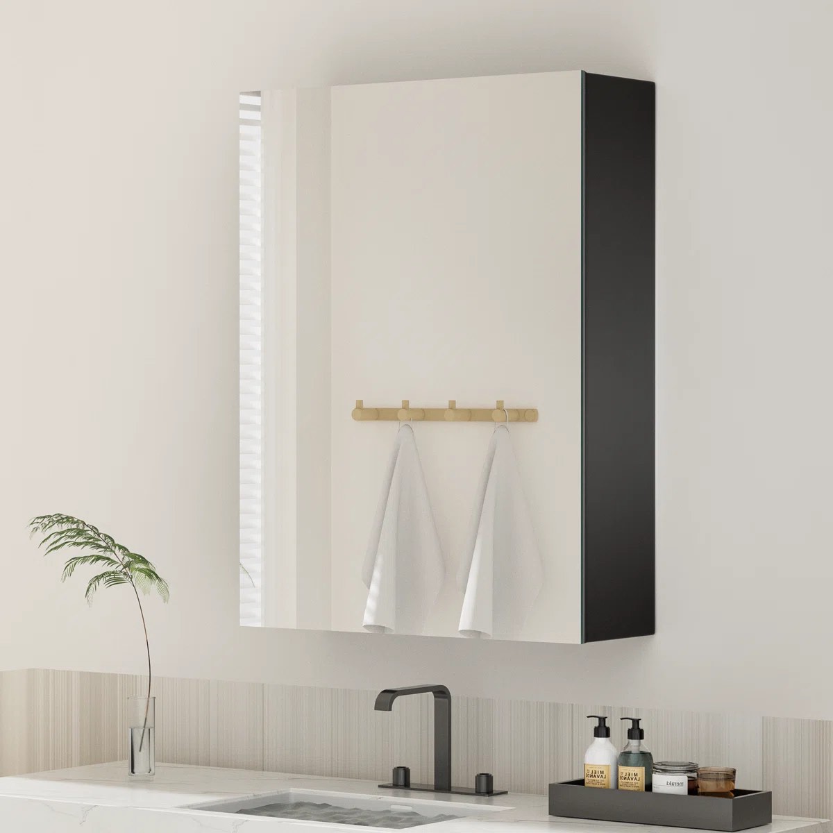 Frameless Medicine Cabinet with Mirror Door - Wall-Mounted Iron Design, Featuring 3 Adjustable Shelves