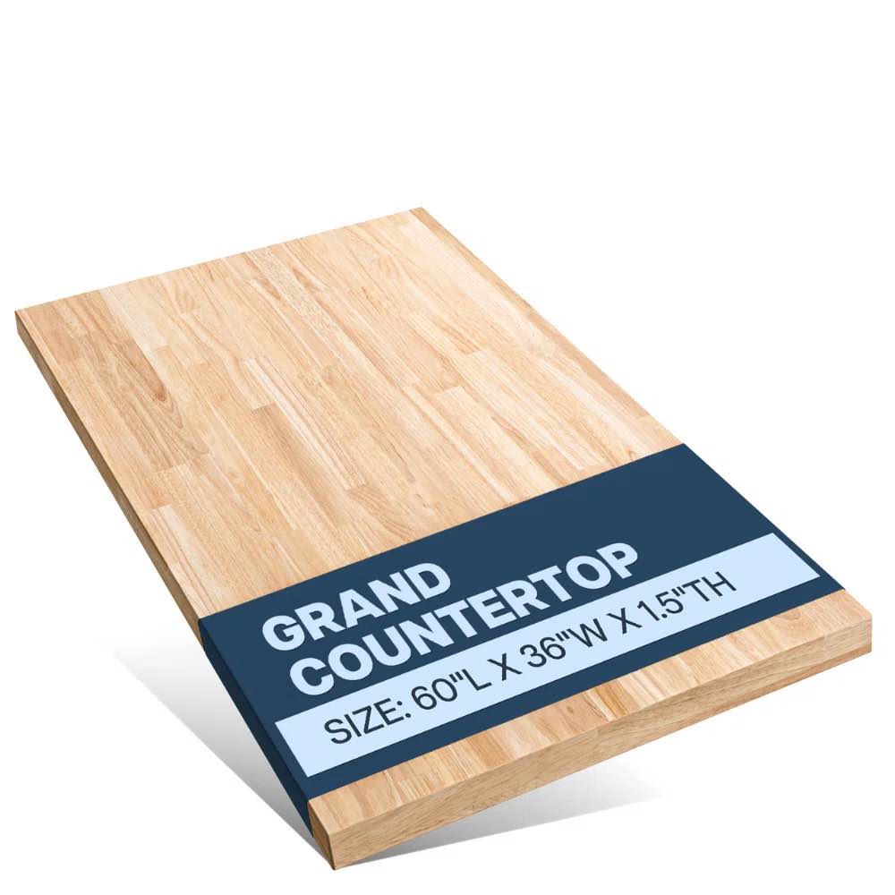 Bartlum Sturdy Solid Hevea Wood Block Countertop for Workbenches 60" H x 36" W x 1.5" D