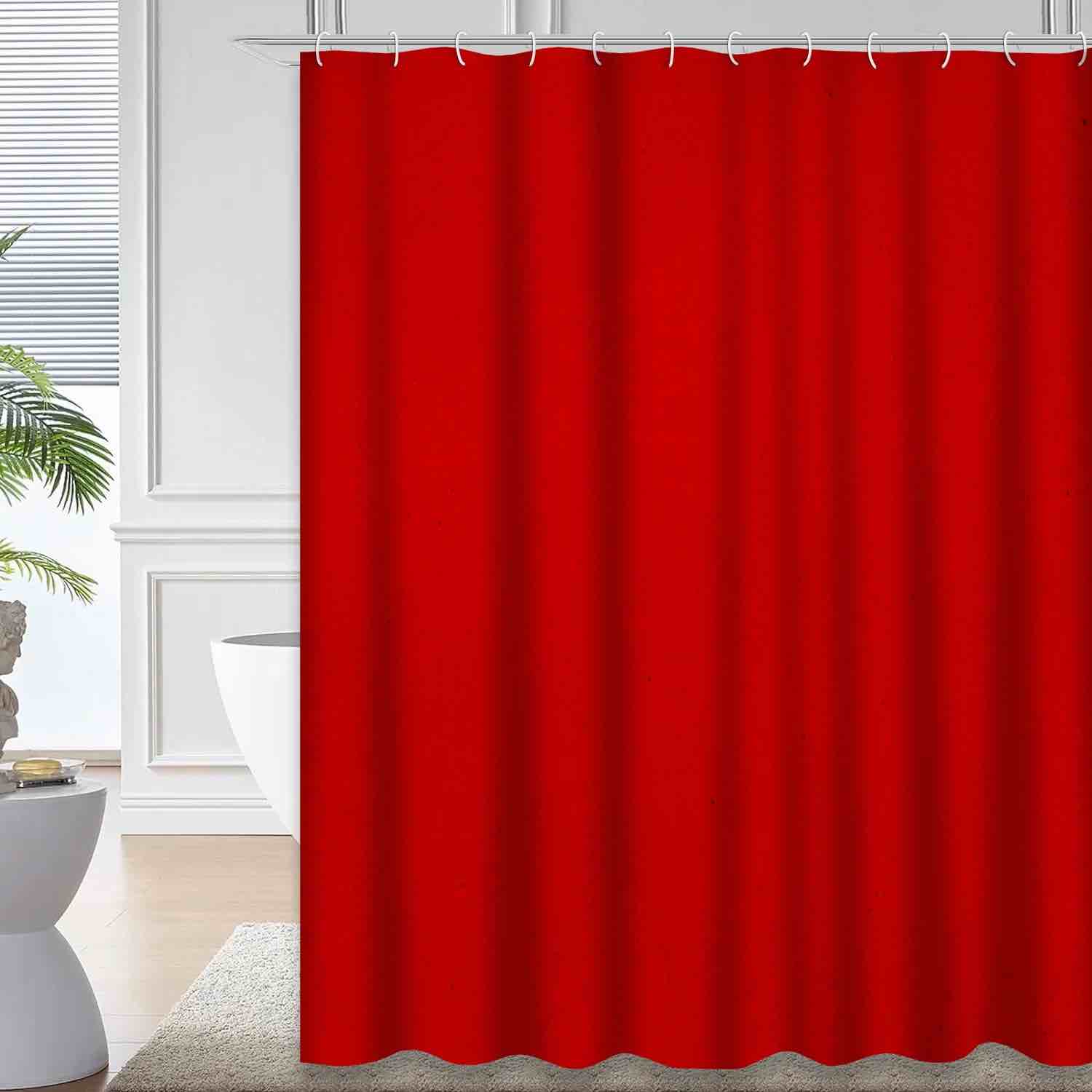 Red Dark Waterproof Shower Curtain,Solid Red with Valentine Day Christmas Plain Color Wall Shower Curtains for Bathroom with 12 Hooks