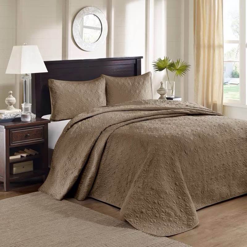 Madison Park 3pc Queen Vancouver Reversible Bedspread Set Brown