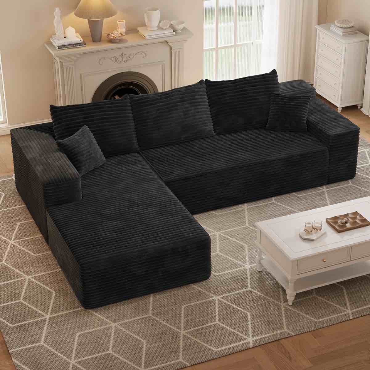 Cloudy Modern Corduroy Sofa- No Assembly Required 2 - Piece Corduroy Sofa