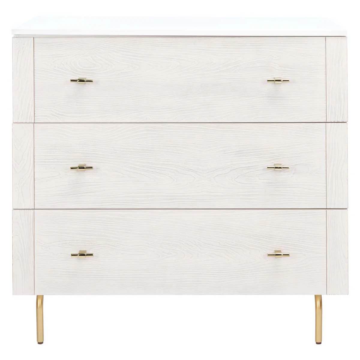 DRS5000E Genevieve 3 Drawer Dressers, Cream & White Washed