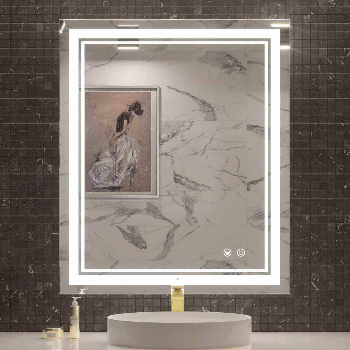 Kaelia LED Lighted Bathroom Vanity Mirror Memory Function Anti-fog Wall Mirror