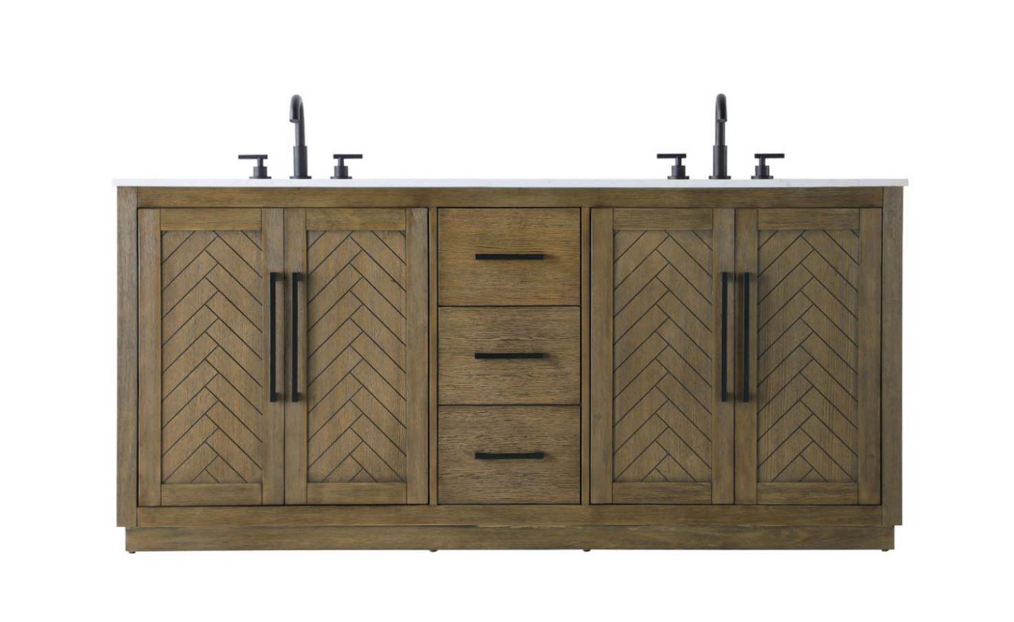 72 Inch Double Bathroom Vanity in Hazel Oak by Elegant Lighting VF29072DHO