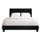 ChaletPosh kING Black Wood Upholstered Bed with Headboard