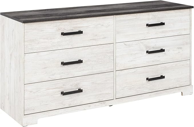 EB4121-231 Signature Design by Ashley Shawburn 6 Drawer Dresser, Whitewash & Gray