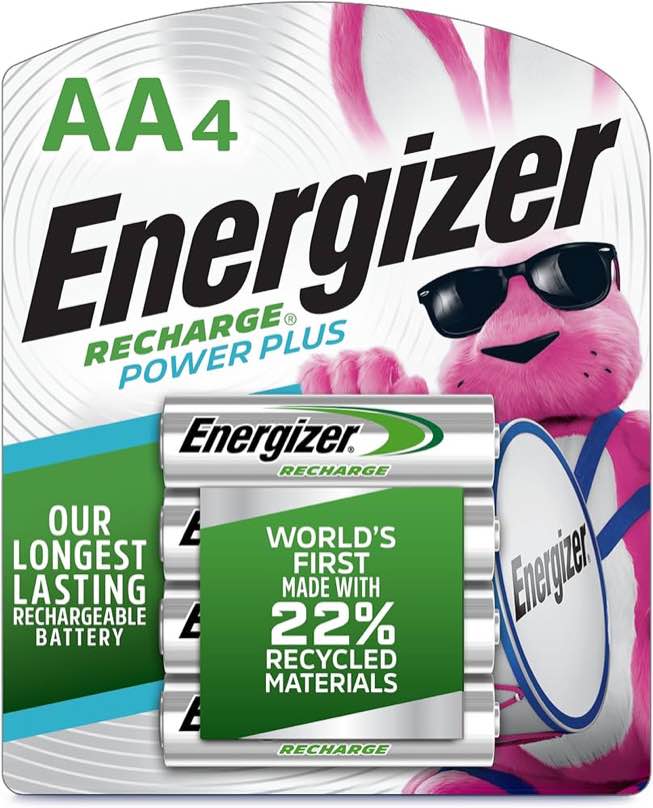 ENERGIZER Rechargeable Battery: AA Battery Size, Nickel-Metal Hydride, 