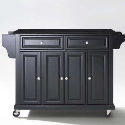 Full Size Black Kitchen Cart with Granite Top