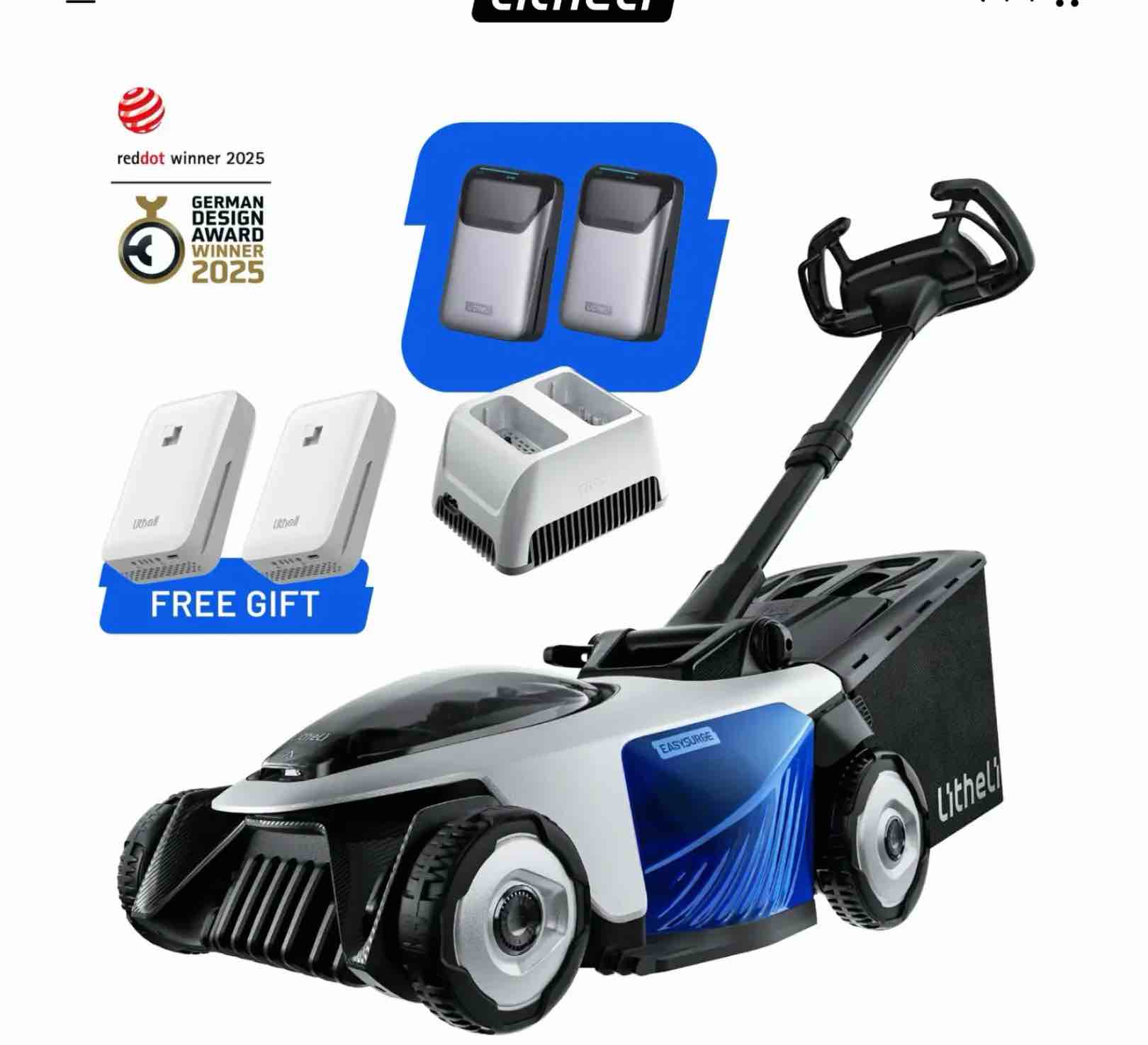 Litheli EASYSURGE™ 18.5" Lawn Mower | Includes 2 x 4.0Ah Ultra Batteries | Effortlessly Tackle Lawns