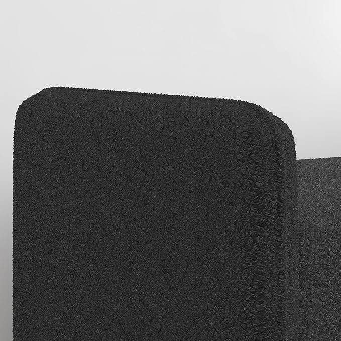 Teddy Velvet Storage Stool,with Storage Space, Suitable for Apartments, Living Rooms and bedrooms-Black
