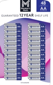 AA Alkaline Batteries, 48 pack