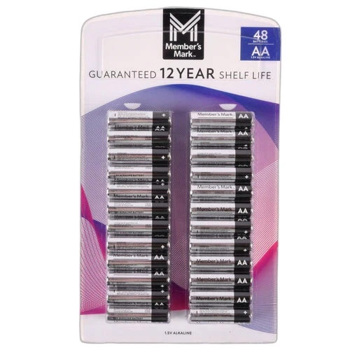 Member's Mark UPN-176541 AA Alkaline Batteries - 48 Pack 12 Year Shelf Life