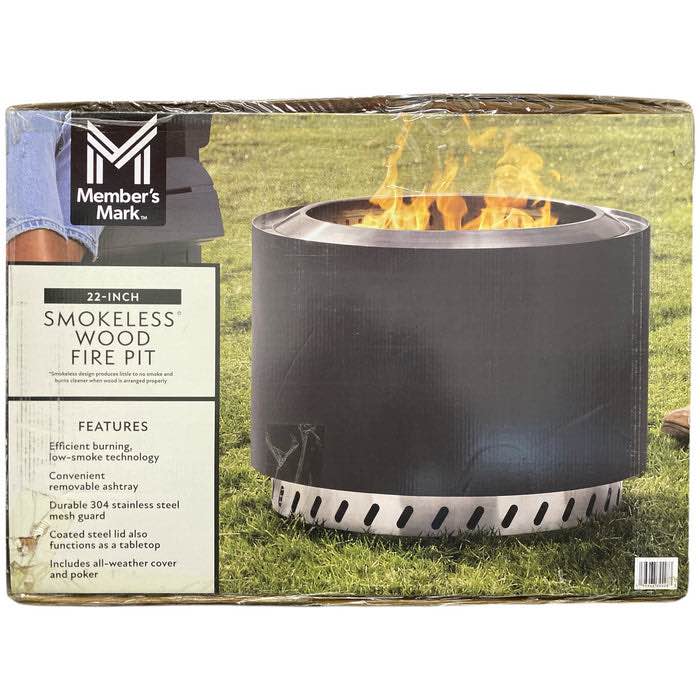 Members Mark 22in Smokeless Wood Fire Pit with All-Weather Cover