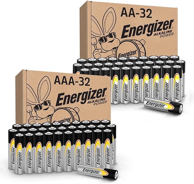 Energizer Alkaline Power AA and AAA Batteries, 64 Count, Variety Pack, 32 AA and 32 AAA Batteries