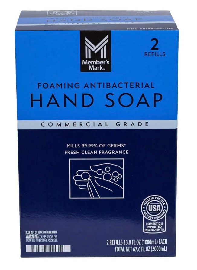 2 Refills Members Mark Commercial Foaming Antibacterial Hand Soap EXP 04/2027