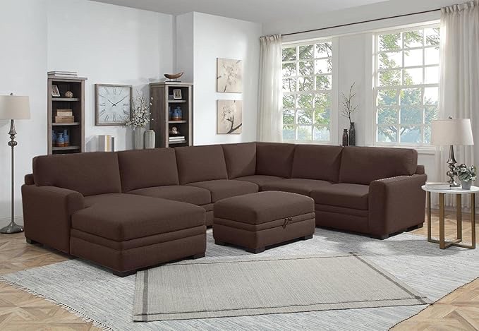 Chaise Sectional with Storage Ottoman NL753-BROW-04-BAND (incomplete LAF Only)
