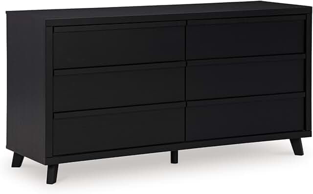 Signature Design by Ashley Danziar Modern 6 Drawer Dresser with Safety Stop for Bedroom, Black