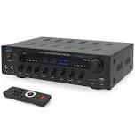 Pyle 400W Stereo Amplifier Receiver - BT Home Audio Amplifier with USB/SD Readers, FM Radio, 3.5mm Aux, Phono, Optical & Coaxial Inputs, LED Display, Mic Inputs, Built-in 2 in 1 HDMI Switch