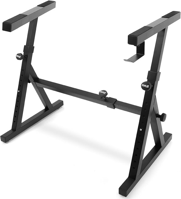 Pyle PKST38 Heavy Duty Adjustable Folding Z Style Piano Keyboard Stand Black