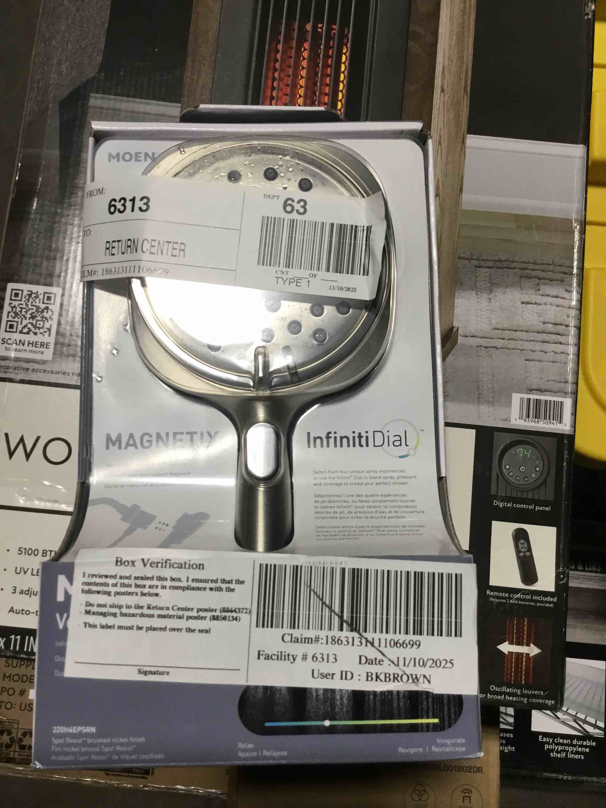 Moen Verso Eco-Performance Infiniti Dial Square Handheld Shower, 6-Inch Diameter Spray Head, Spot Resist Nickel, 220H4EPSRN