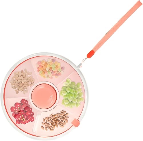 Kids Snack Spinner Toddler Spinner Snack Box with 5 Compartments and Lid Portable Serving Tray Divided Kids Container Round Compartment Food Box for Candy Nut