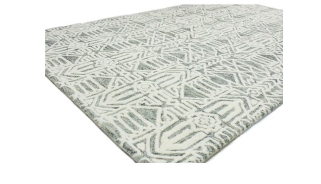 Green Indoor Geometric Moroccan Area Rug larga y delgada