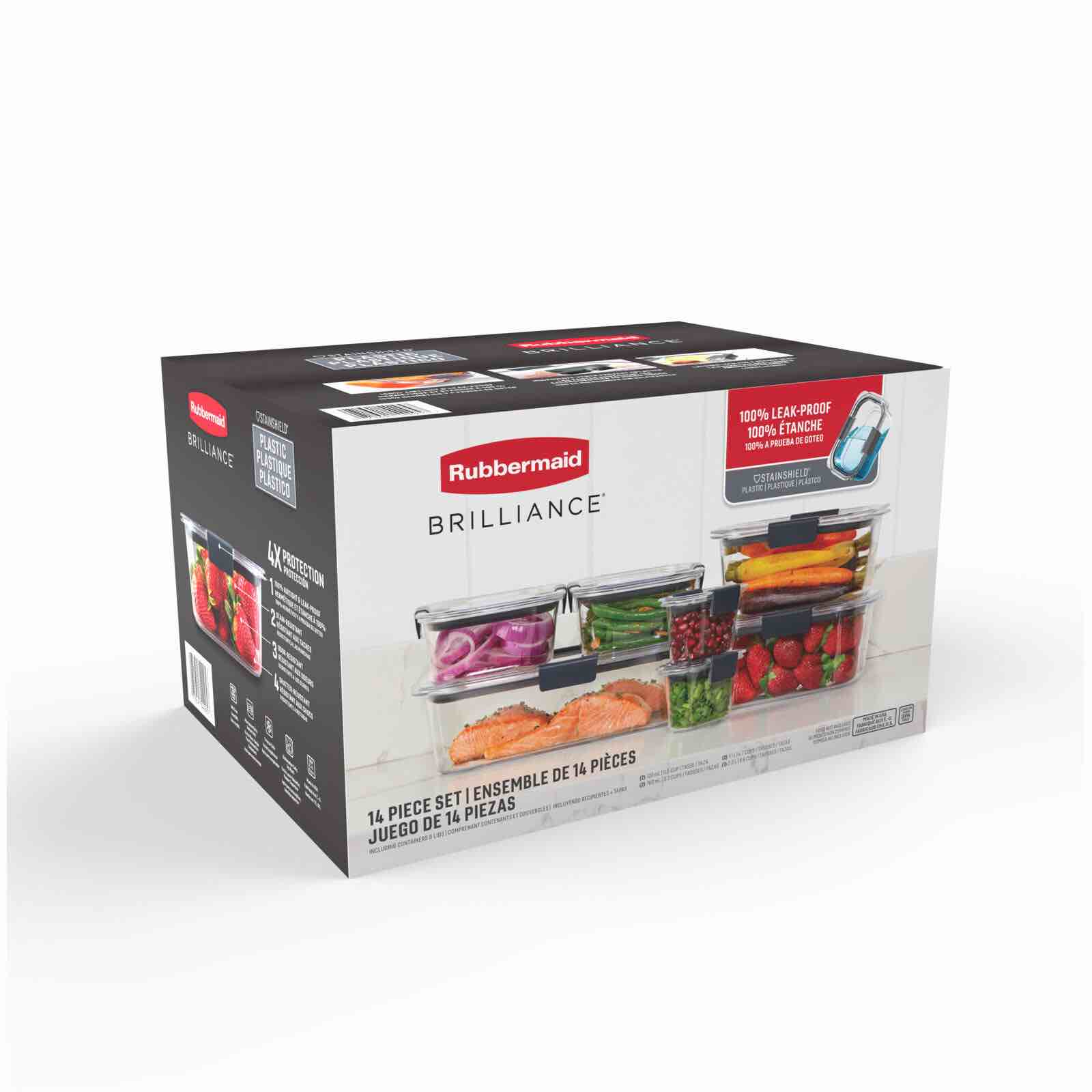 Rubbermaid Brilliance StainShield Plastic Food Storage Containers, 14-Pc. Set