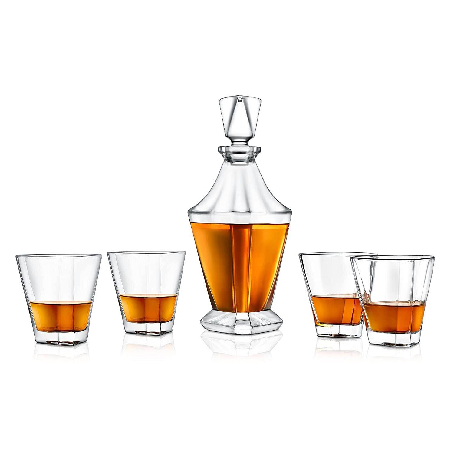 Nutrichef NCGD4C423 Triangle Glass Decanter Aerator Set