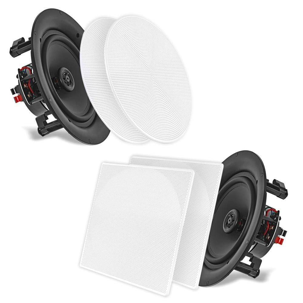 Pyle PDIC66 200 Watt 6.5 Inch In Wall Flush Mount 2 Way Speakers  White (1 Pair)