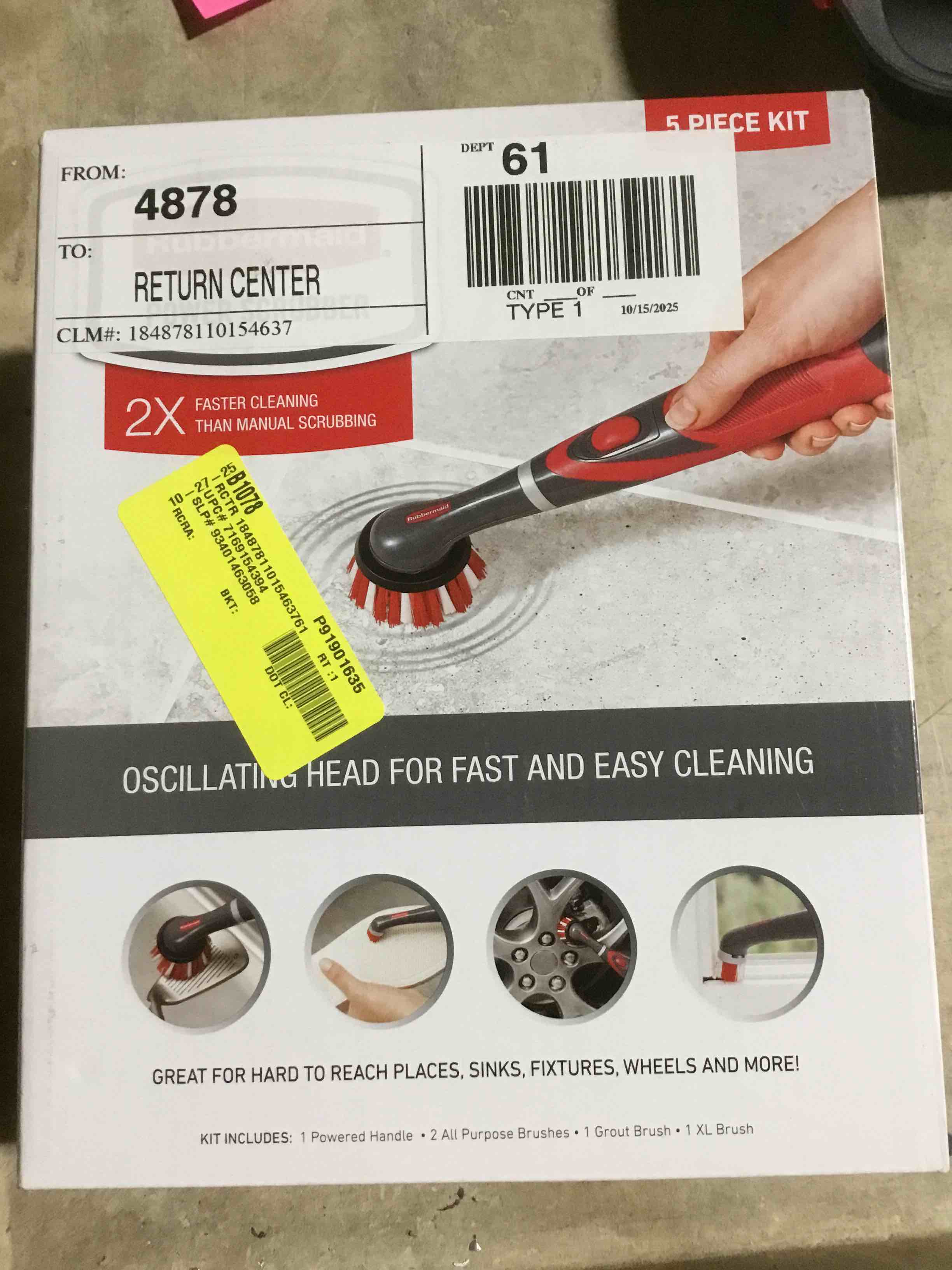 Rubbermaid Power Scrubber 5 Piece Set With Replaceable Heads