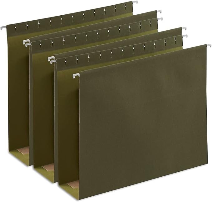 Staples 418376 Hanging File Folders BX Bottom 3-Inch Expansion Letter Gn 25/BX