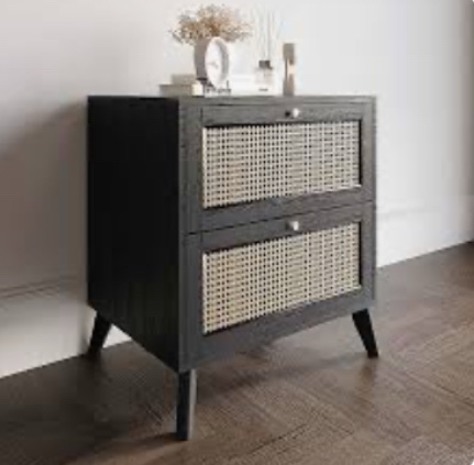 ChaletPosh Black 2 -Drawer 22.26-in W x 21.28-in H Midcentury Nightstand
