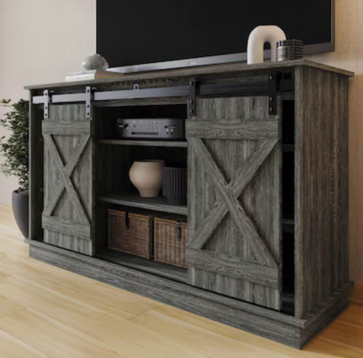 ChaletPosh Farmhouse/Rustic Dark Grey 54.33-in W TV stand 