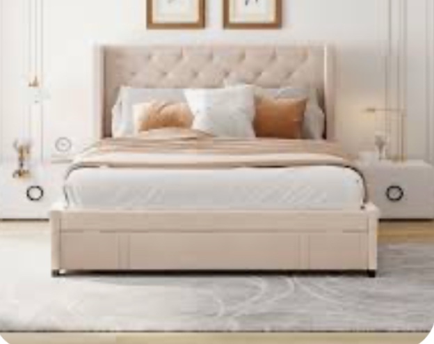 c8545qpls-bg-vv queen platform bed with storage beige 