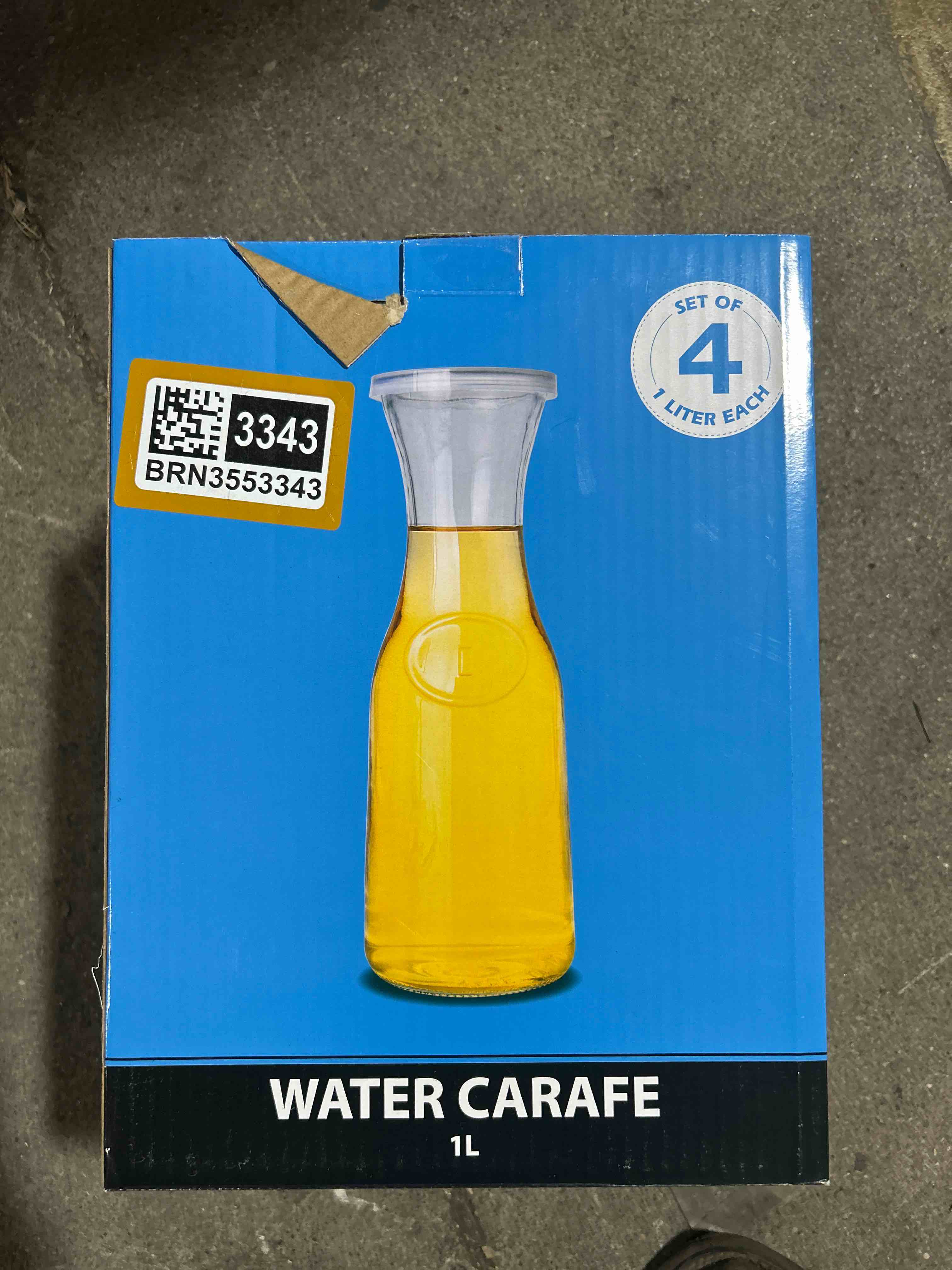 latti four pack glass water carafe 1l 