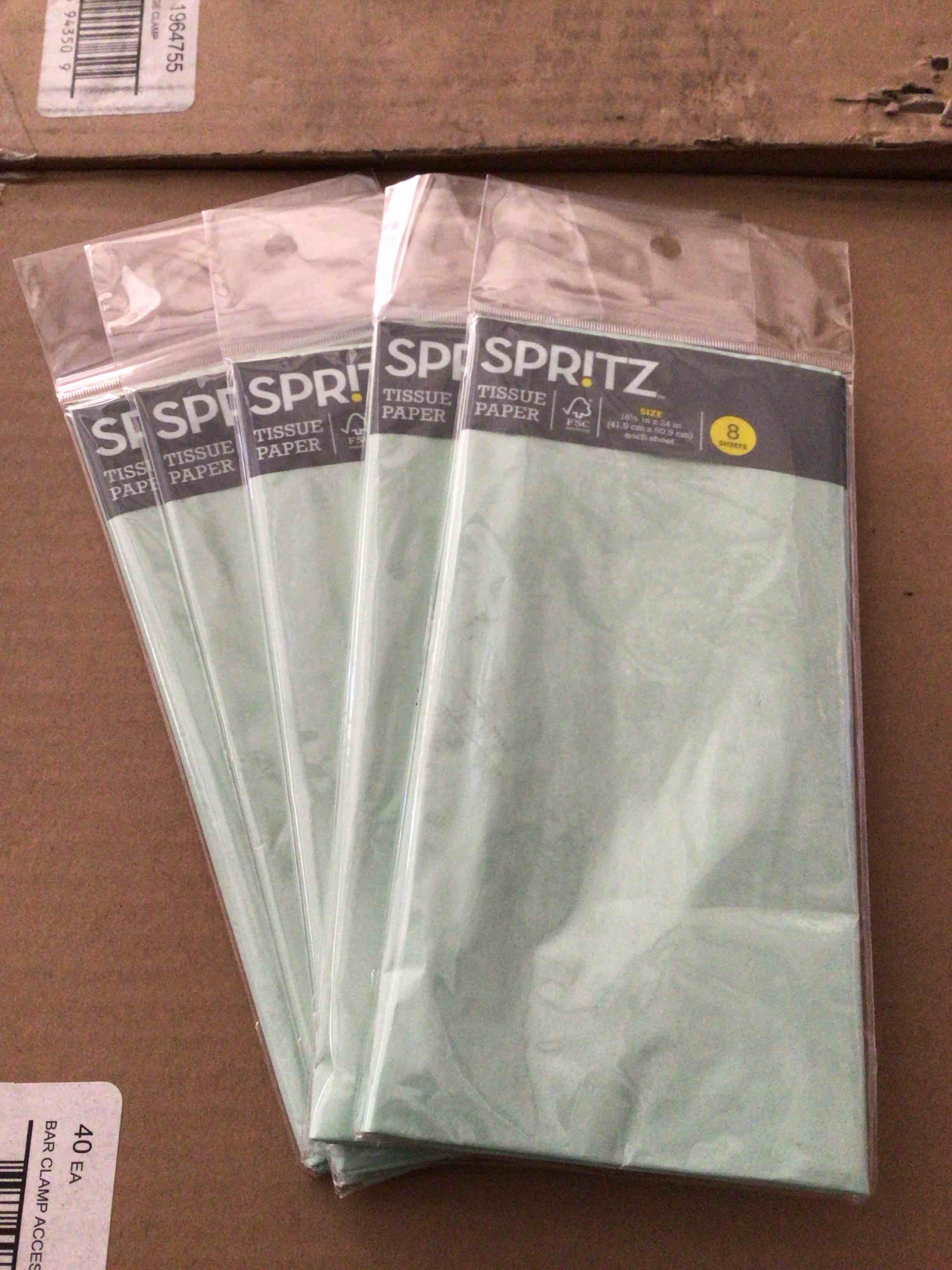 Pack of 5 8ct Pearlized Mint Tissue Paper - Spritz™: Gift Bag Tissue, Solid Light Mint Green, All Occasions, 16.5" x 24"
