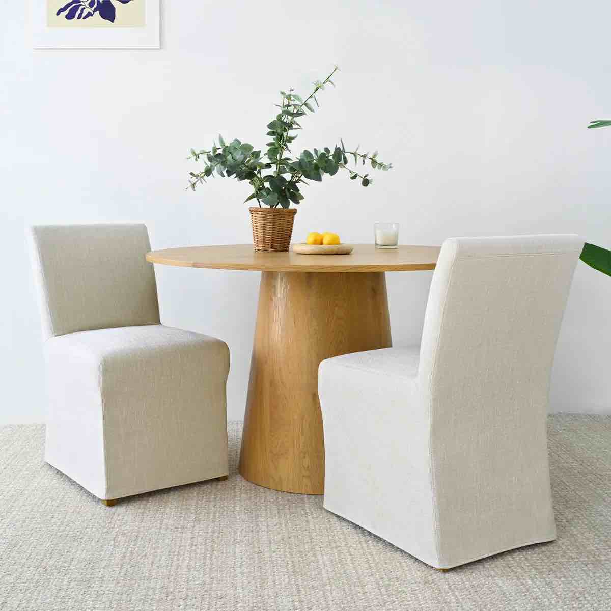 Set of 2 North Beige Dining Chair Slipcover