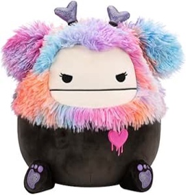 Squishmallows 12-Inch Valentine's Day Bigfoot Plush, Black with Rainbow Hair, Purple Glitter Feet