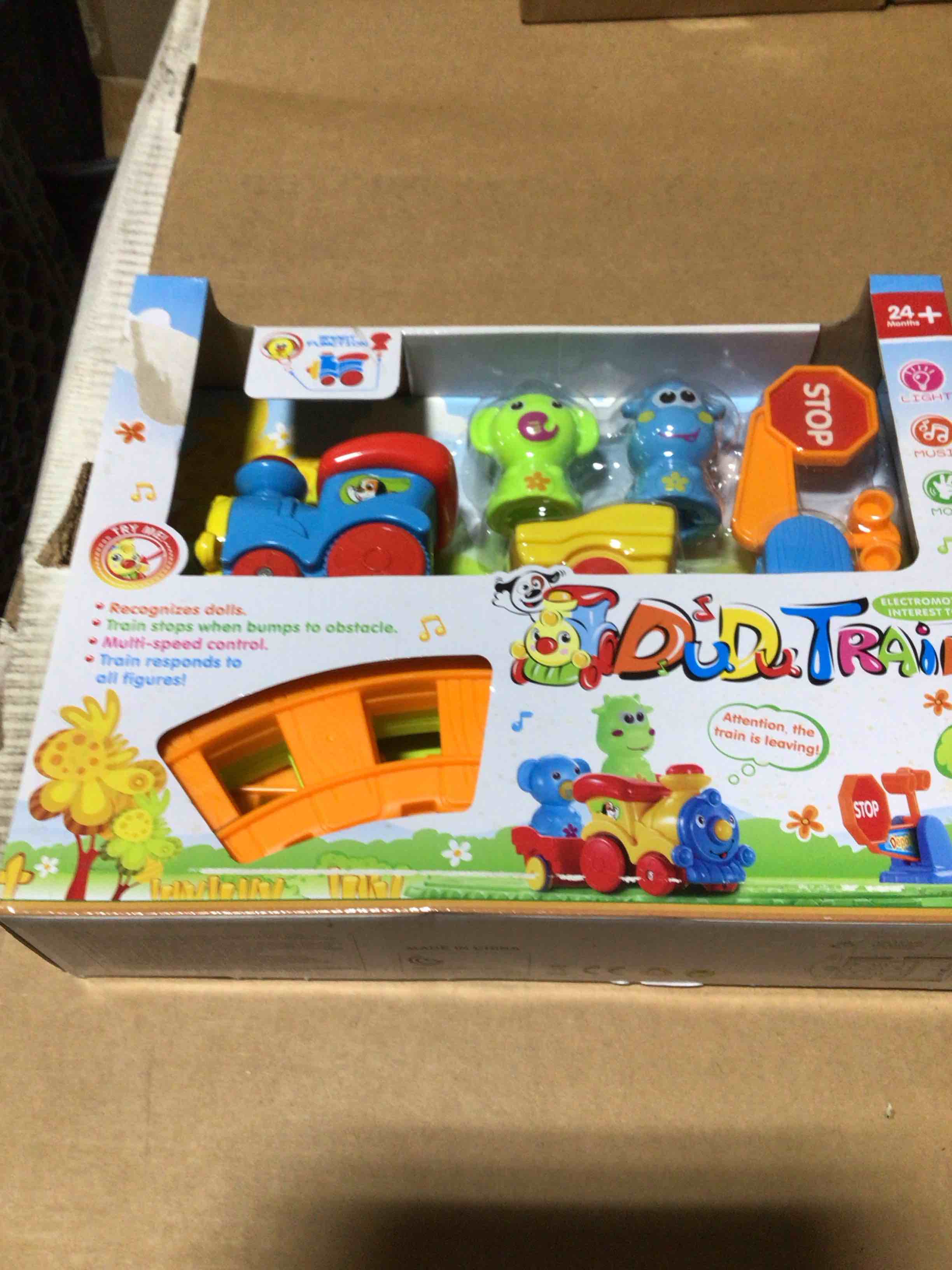 Animal Train And Railroad Tracks Toy Set For Kids With Crossing Sign