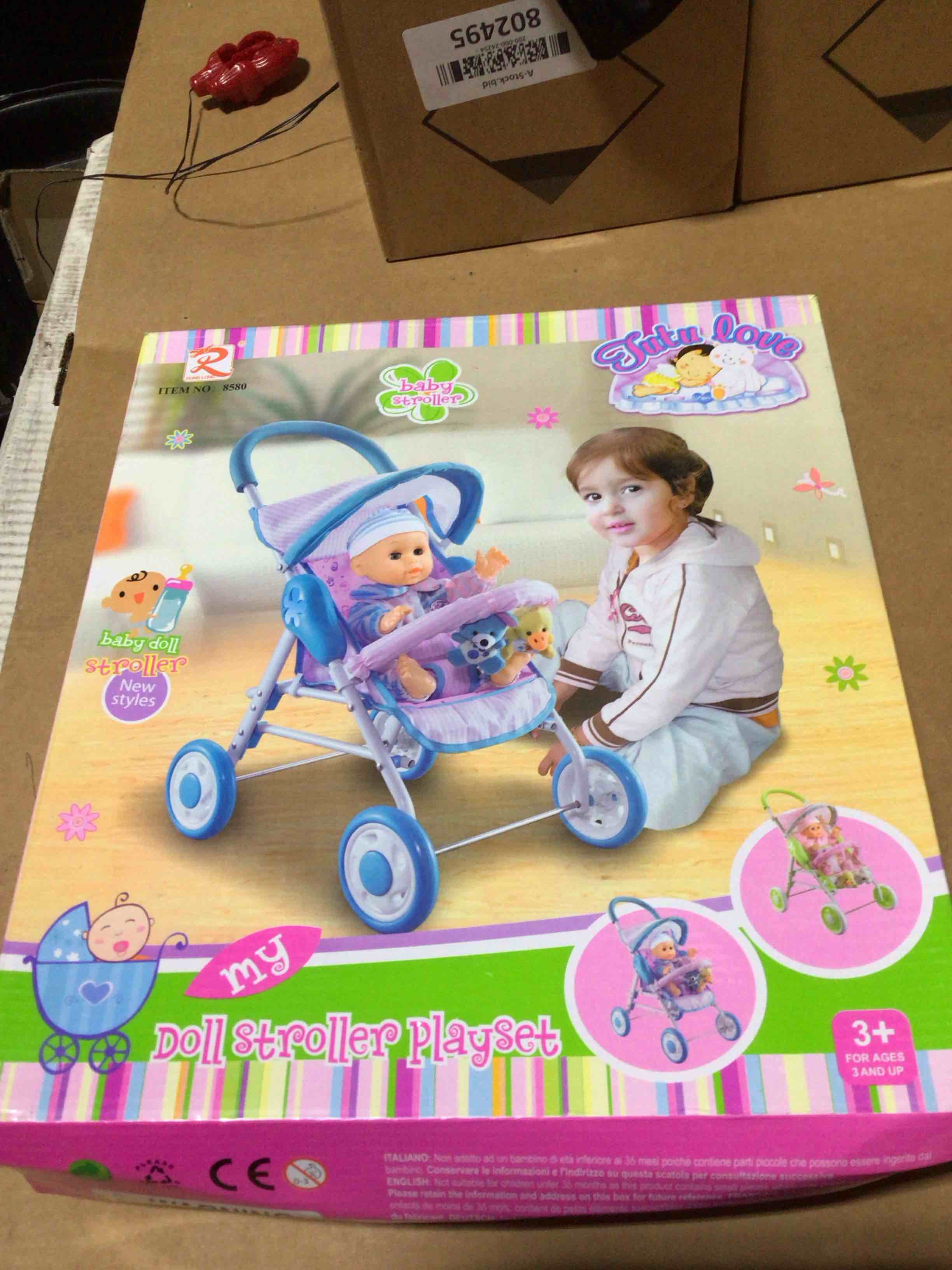 My First Baby Doll And Stroller Playset - Blue/pink Doll Included