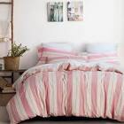 Lisa Argyropoulos Duvet Cover Set Size: Queen Duvet Cover + 2 Standard Shams pink and white stripes 