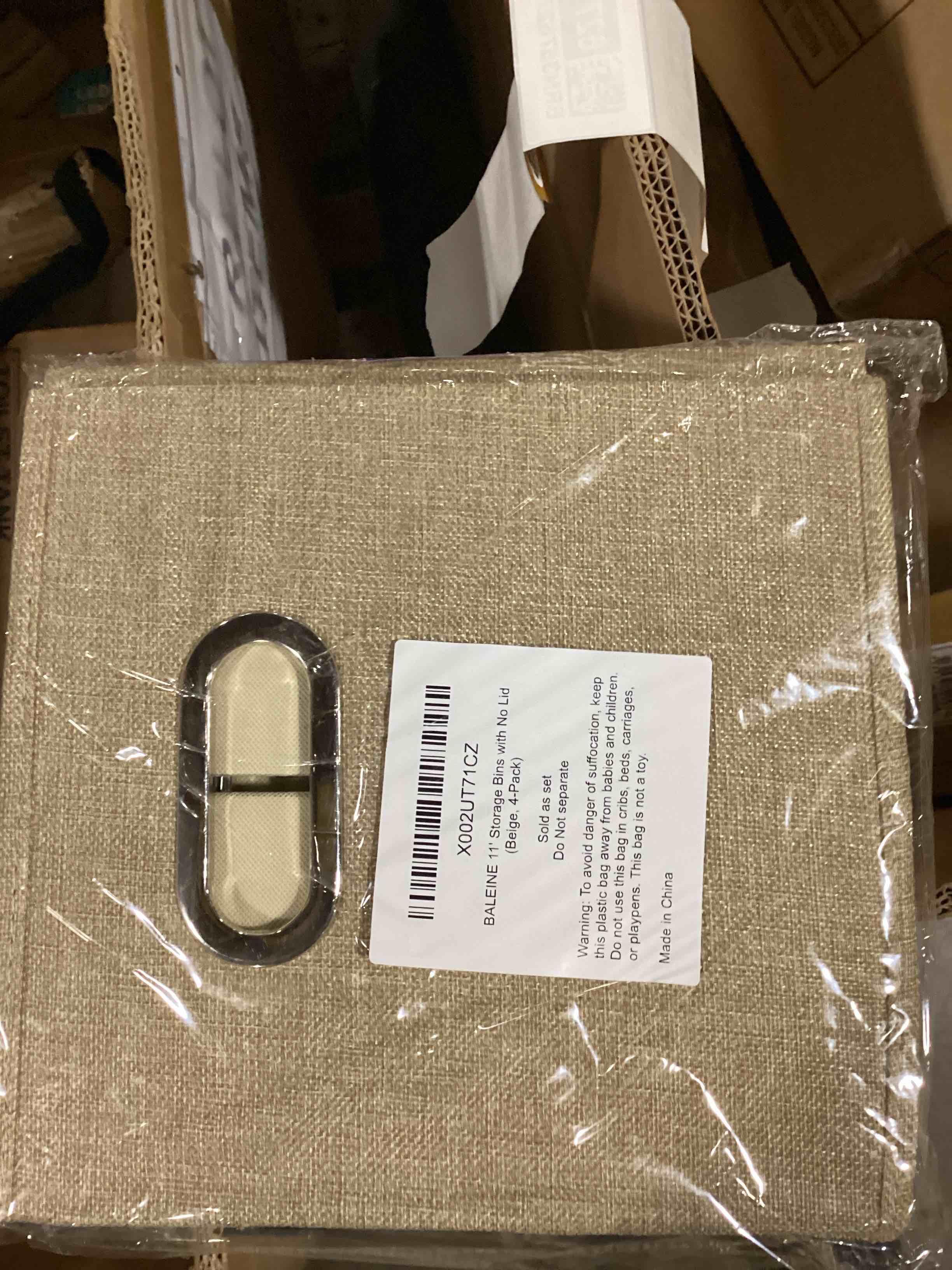 11x11 Storage Bins, Set of 4 Storage Cubes, Collapsible Cube Storage Box, Fabric Closet Organizers with Handles for Home, Office, Closet Shelf Cabinet, Bookcase, Beige