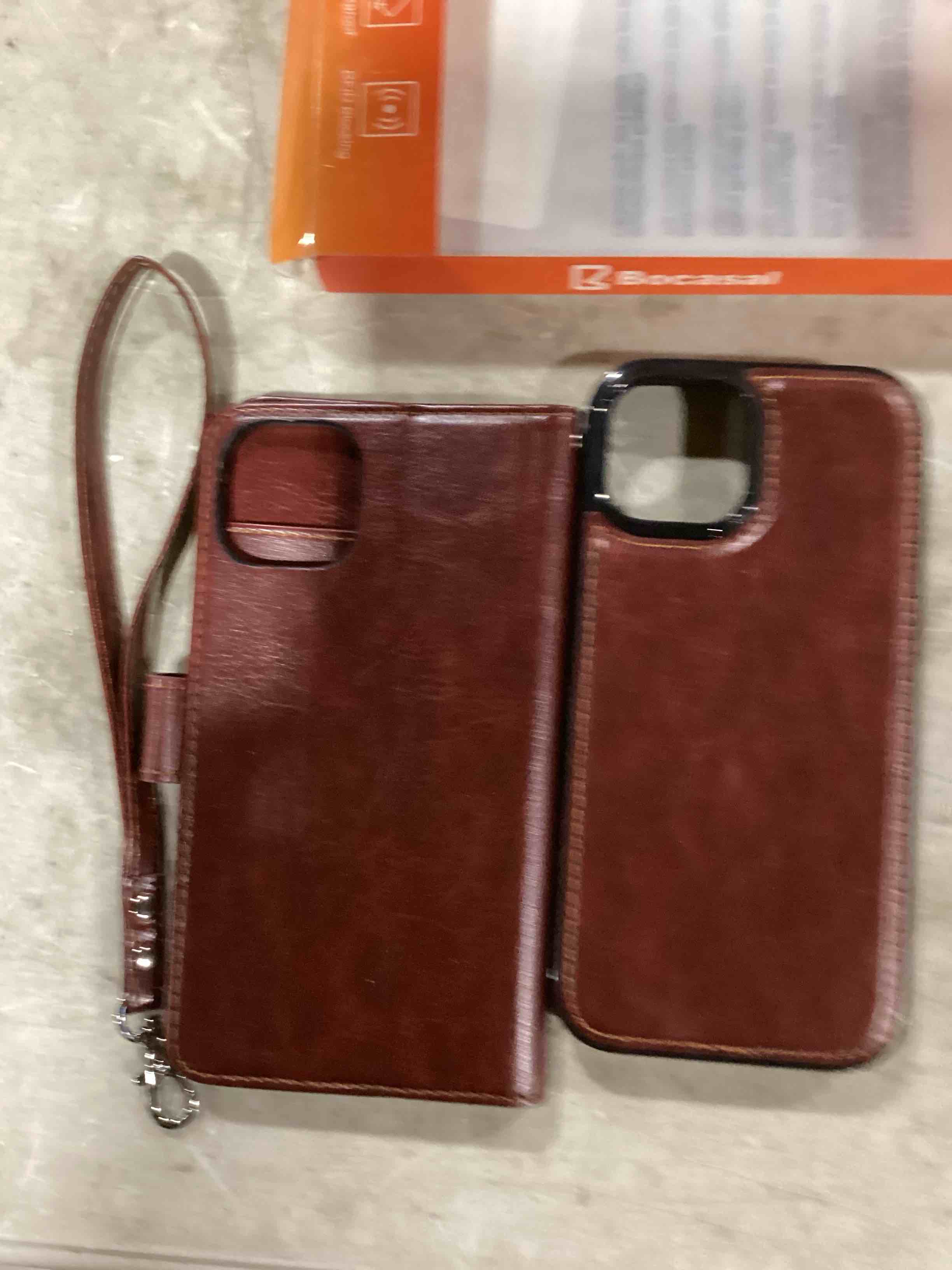 bocasal red leather wallet case
