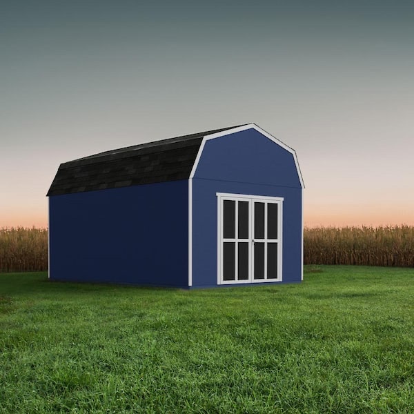 Shed - 10 x 16 ft. Wood Barn Storage Shed for Existing Cement Pad with Double Doors (Row21)