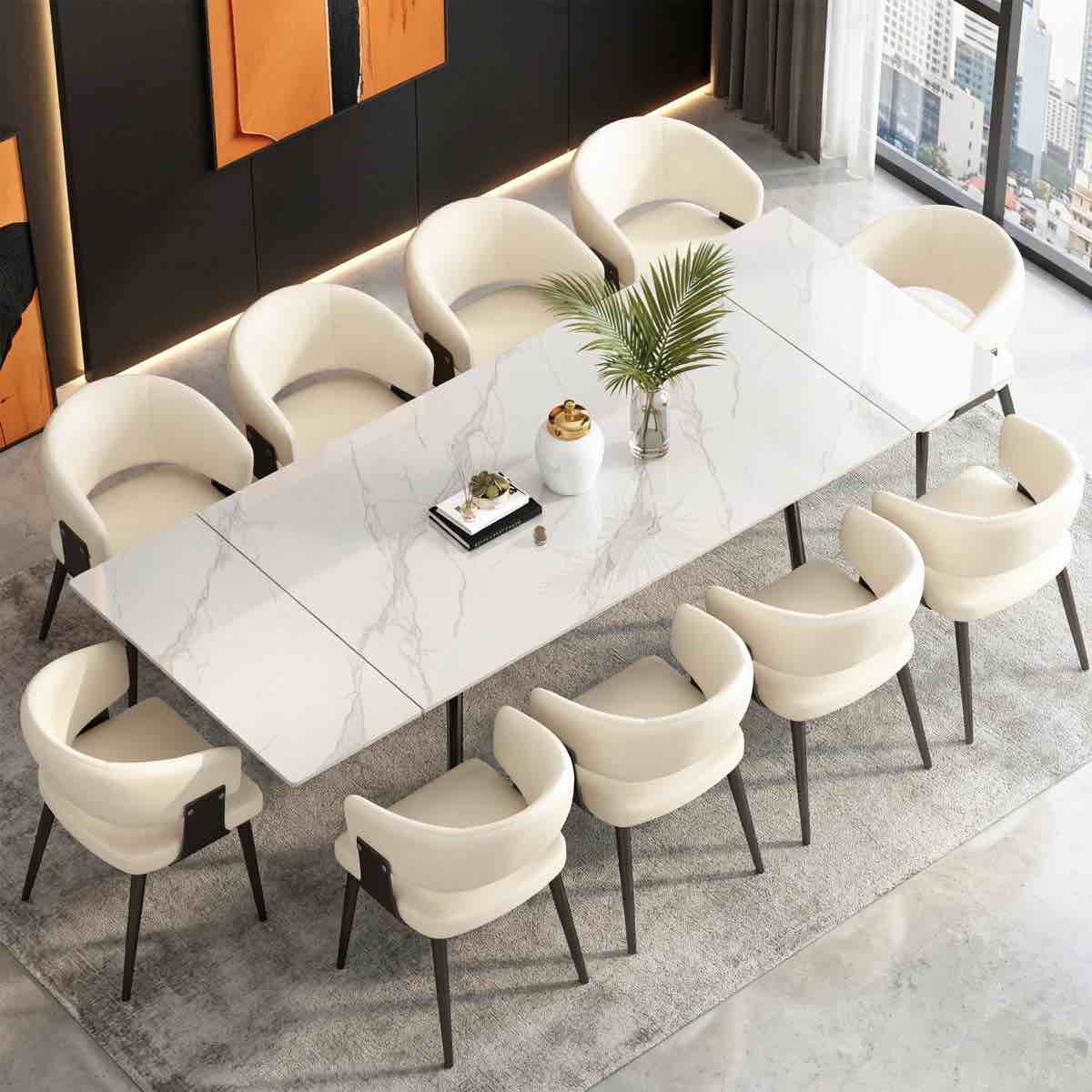 Homeira 62.9" to 94.4" Extendable Dining Table Top for 6 to 10 - Rectangle Sintered stone Dining Table, Tabletop only