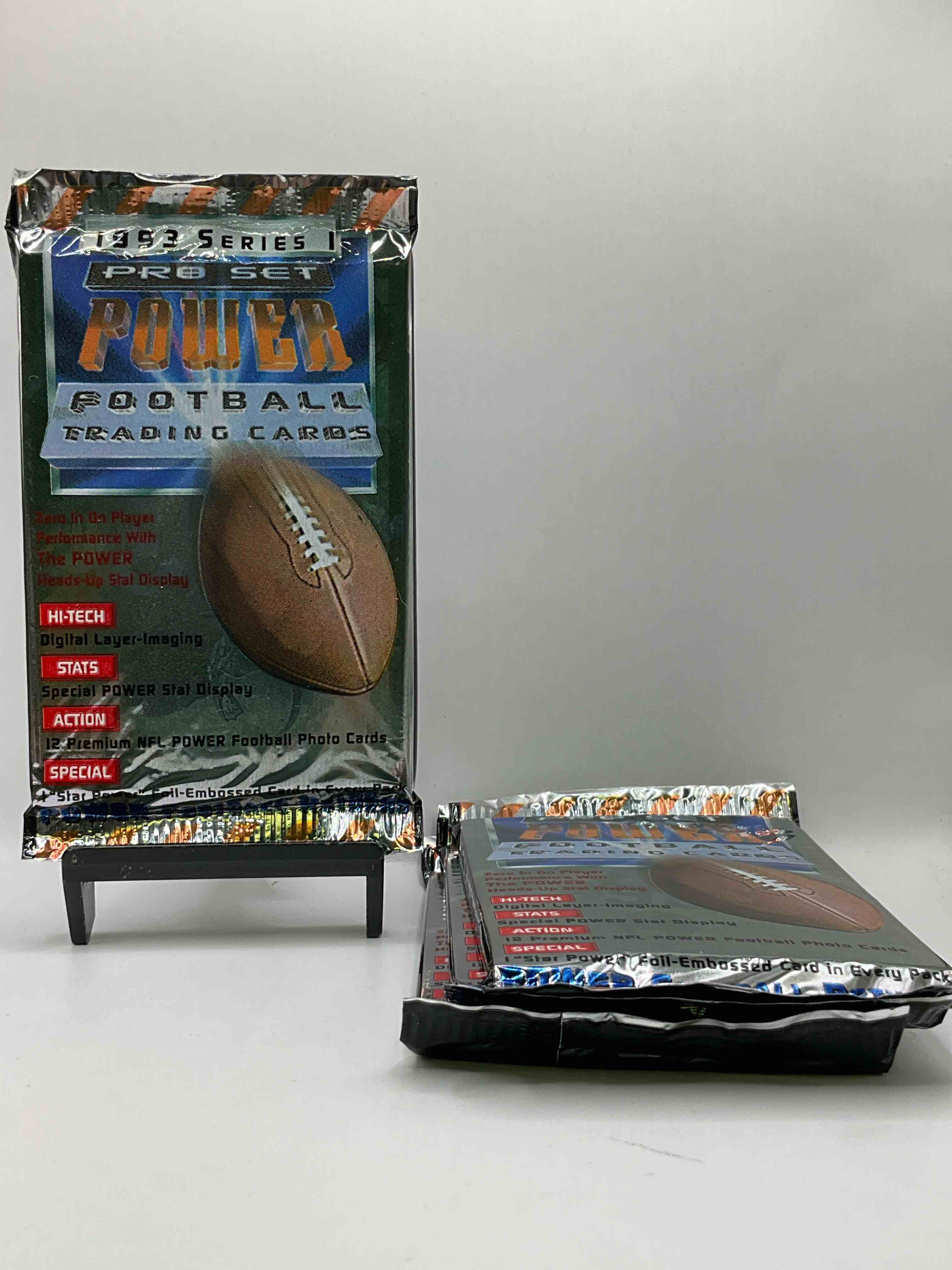 BOOM! 1993 Pro Set POWER Football Trading Cards! One Star Foil Embossed Card In Every Pack! Search For Insane Cards From Joe Montana, Jerry Rice, Jerome Bettis & Drew Bledsoe Rookies, Barry Sanders, Bo Jackson & More! 