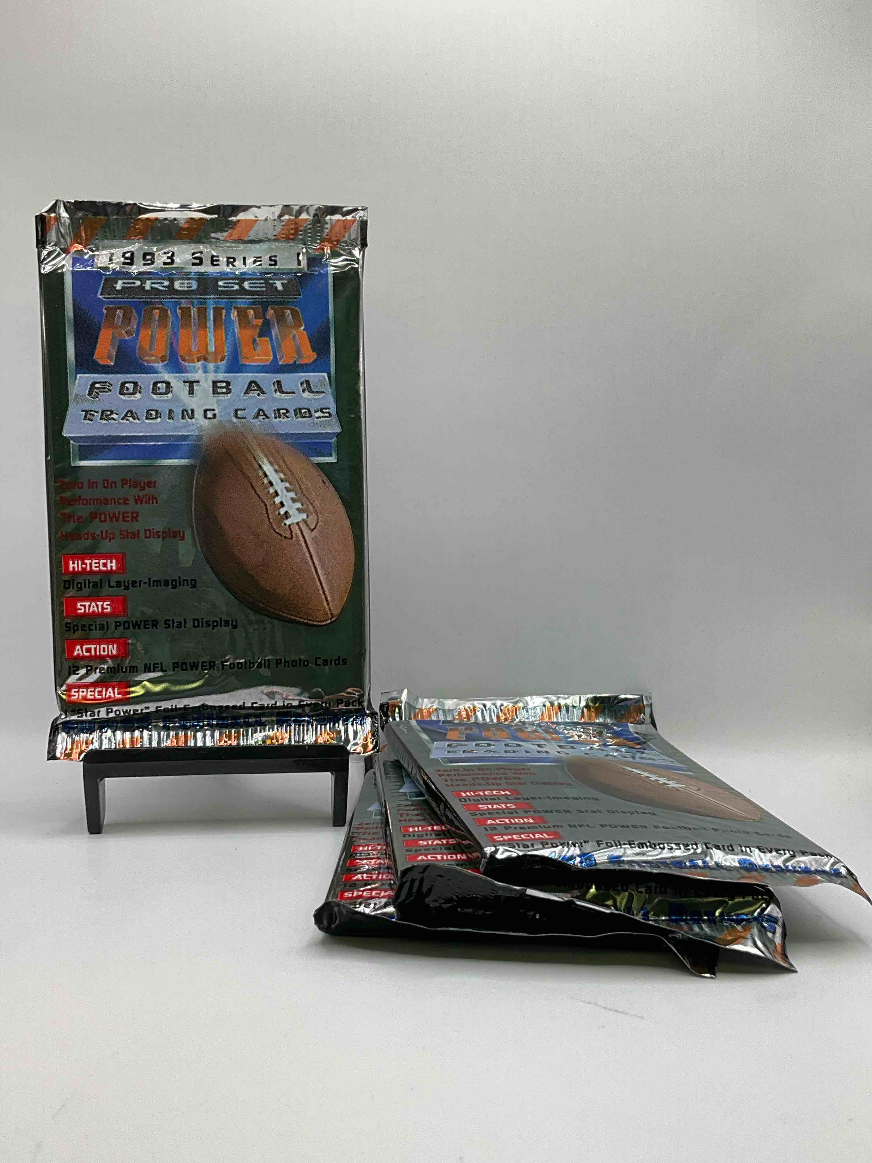 BOOM! 1993 Pro Set POWER Football Trading Cards! One Star Foil Embossed Card In Every Pack! Search For Insane Cards From Joe Montana, Jerry Rice, Jerome Bettis & Drew Bledsoe Rookies, Barry Sanders, Bo Jackson & More!