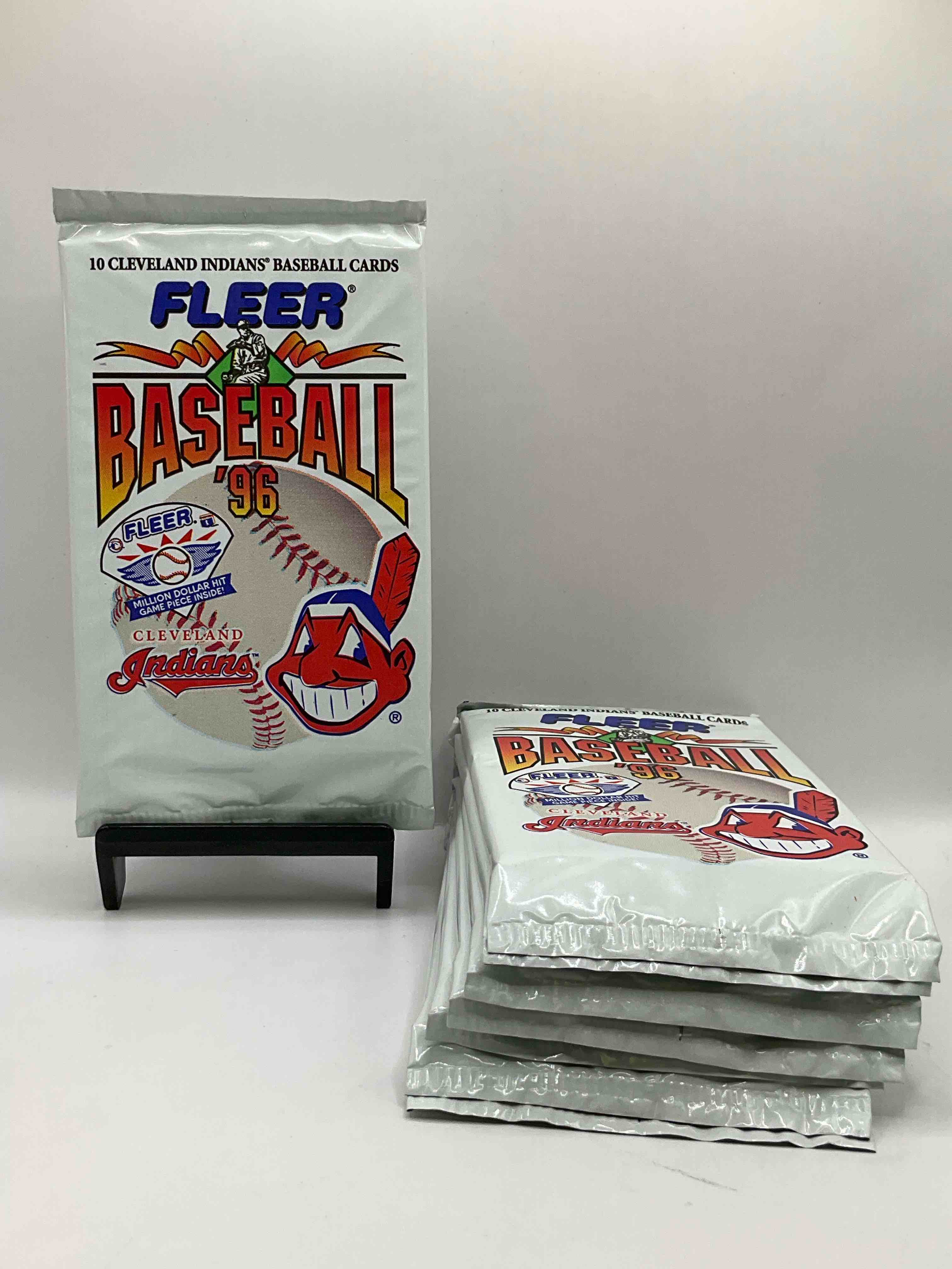 Indians Baseball Cards! 1996 Fleer Baseball Indians Unopened Packs Directly From Box! Perfect For Any Cleveland Baseball Fan!